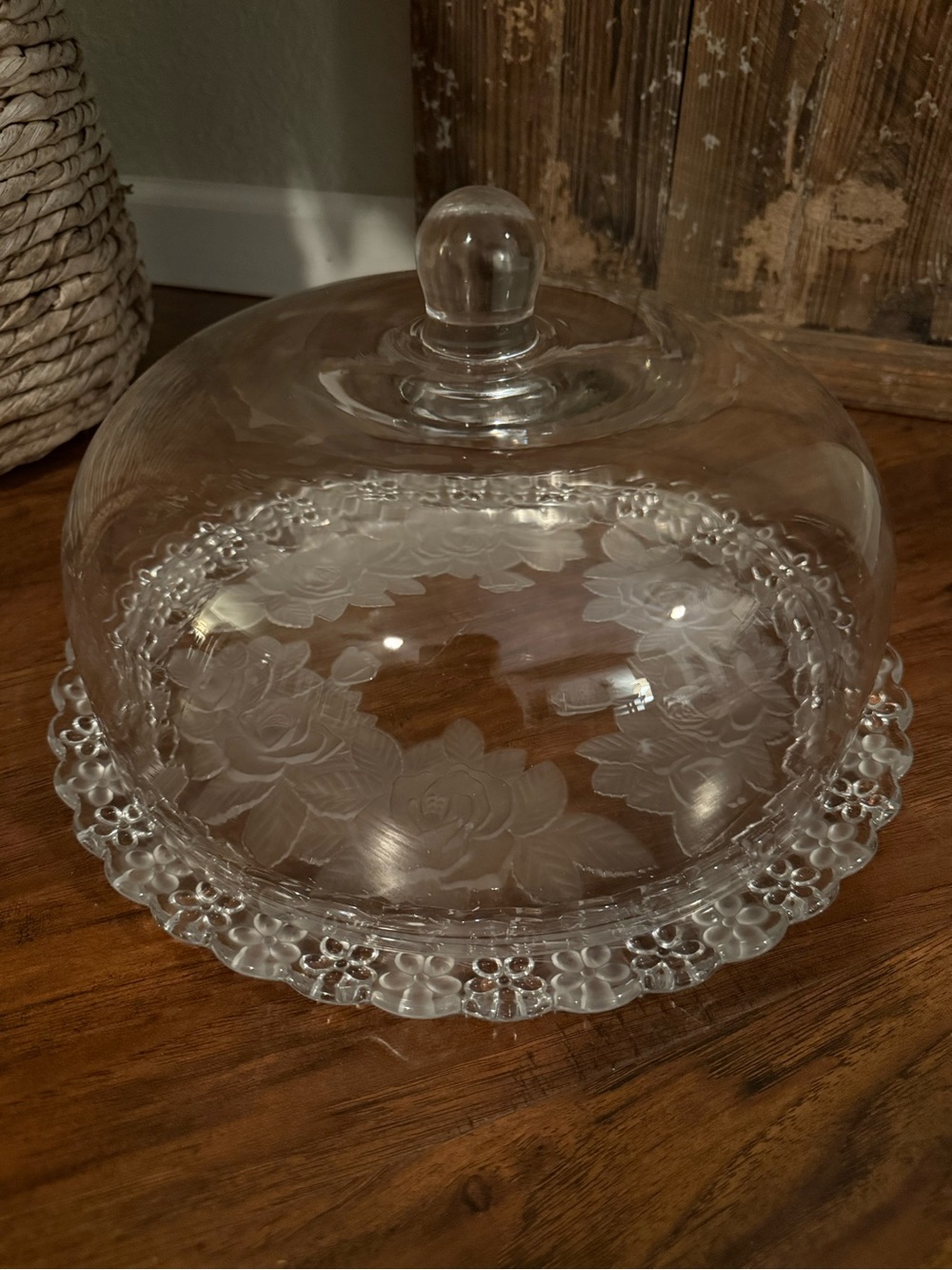 Vintage Home Beautiful, Rose Pearls Cake Plate With Dome Lid, Japan